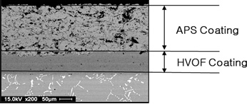 Air Plasma Spray(APS)/High Velocity Oxygen Fuel(HVOF) 단면도